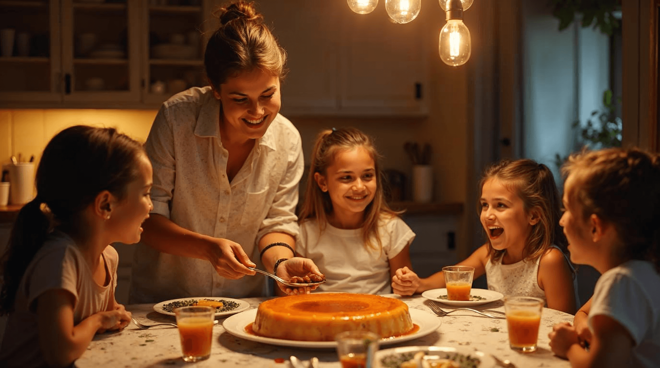 Mujer latina vendiendo flan